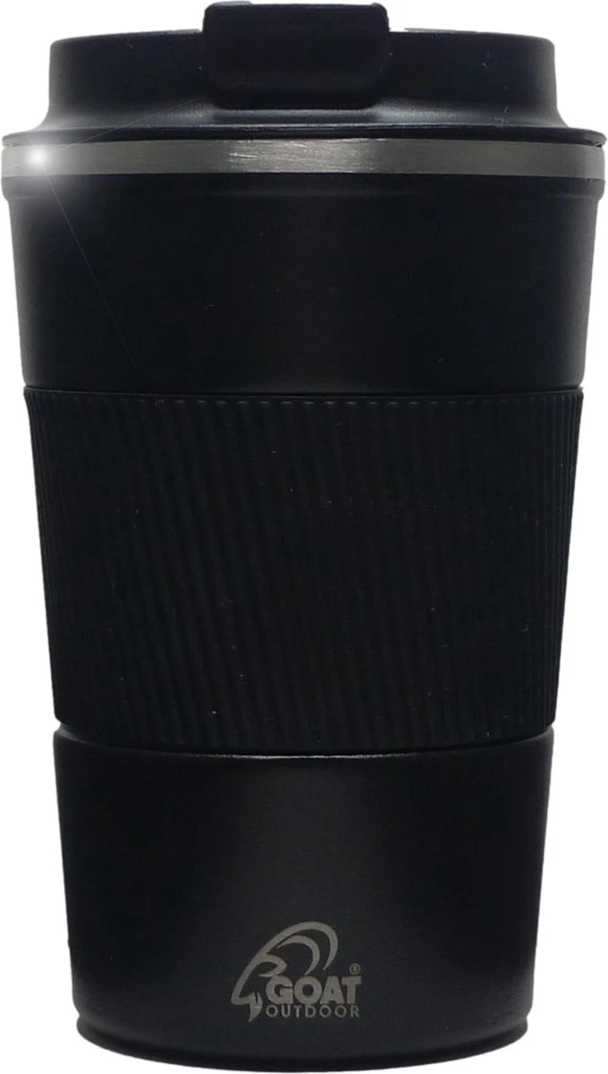 GOAT Outdoor RVS Koffiebeker To Go - Thermosbeker - Theebeker - Reisbeker - Lekvrij - 380ml - Zwart 1 GOAT Outdoor RVS Koffiebeker To Go - Thermosbeker - Theebeker - Reisbeker - Lekvrij - 380ml - Zwart