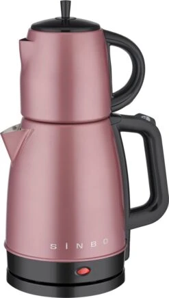 Sinbo - Elektrische Theemaker En Waterkoker – Turkse Theepot – Çaydanlik Set – Warmhoudfunctie – 1,7L – Roze