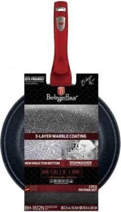 Berlinger Haus 1612 - Set Van 2 Granietpannen - Koekenpan - Rood Metallic - Burgundy Line - 22 En 26 Cm -Kookgerei Koning Verkoop 686x1200 3
