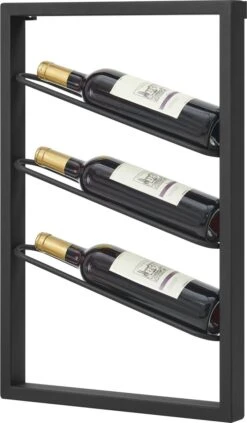 IN.HOMEXL Sandd - Hangend Wijnrek - Industrieel Flessenrek - Minimalistisch - Zwart - Metaal - Voor 3 Wijnflessen - 40 X 7 X 60 Cm -Kookgerei Koning Verkoop 700x1200 4