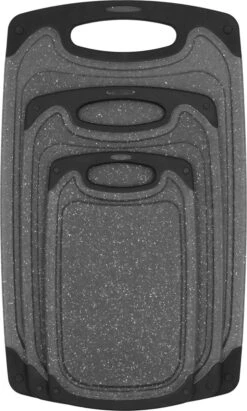 Krumble Snijplanken - Set Van 3 - Met Anti-slip Handvaten - 3-delig - Vaatwas Bestendig - Snijplankenset - 3 Formaten - Antraciet - Zwart - Kunststof