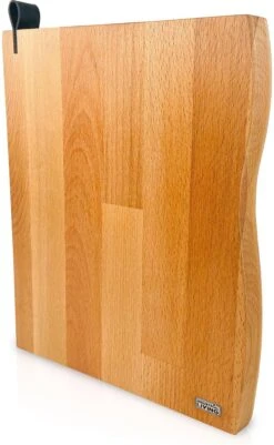 Industrial Living Snijplank Hout - Hakblok Met Lederen Lus Houder- Massief Beukenhout- Groot Formaat-3CM Dik -Kookgerei Koning Verkoop 739x1200 1