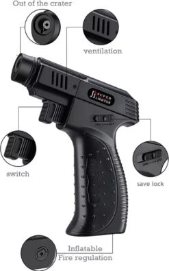 Black Turbo Gun Torch - Vuurwerk Aansteker - Stormaansteker - Gasbrander -Kookgerei Koning Verkoop 751x1200 1