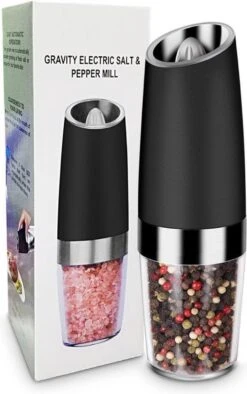 RSQUAD® - Elektrische Zout Pepermolen - 1x Automatische Peper Zoutmolen - Kruidenmolen - Met Blauw LED Licht - Zwart -Kookgerei Koning Verkoop 752x1200 1