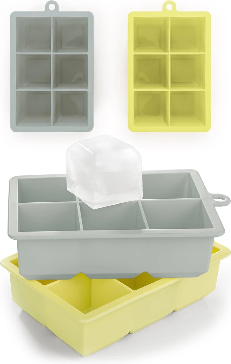 Blumtal IJsblokjesvorm - 2 X 6 IJsblokjes - Hoogwaardig Siliconen - 12 Stuks - 4,4 Cm - Ultimate Grey - Grijs / Geel 1 Blumtal IJsblokjesvorm - 2 X 6 IJsblokjes - Hoogwaardig Siliconen - 12 Stuks - 4,4 Cm - Ultimate Grey - Grijs / Geel