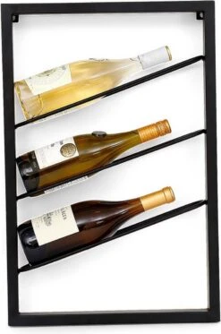 Wijnrek Hangend Voor Wand En Muur - Zwart Metaal