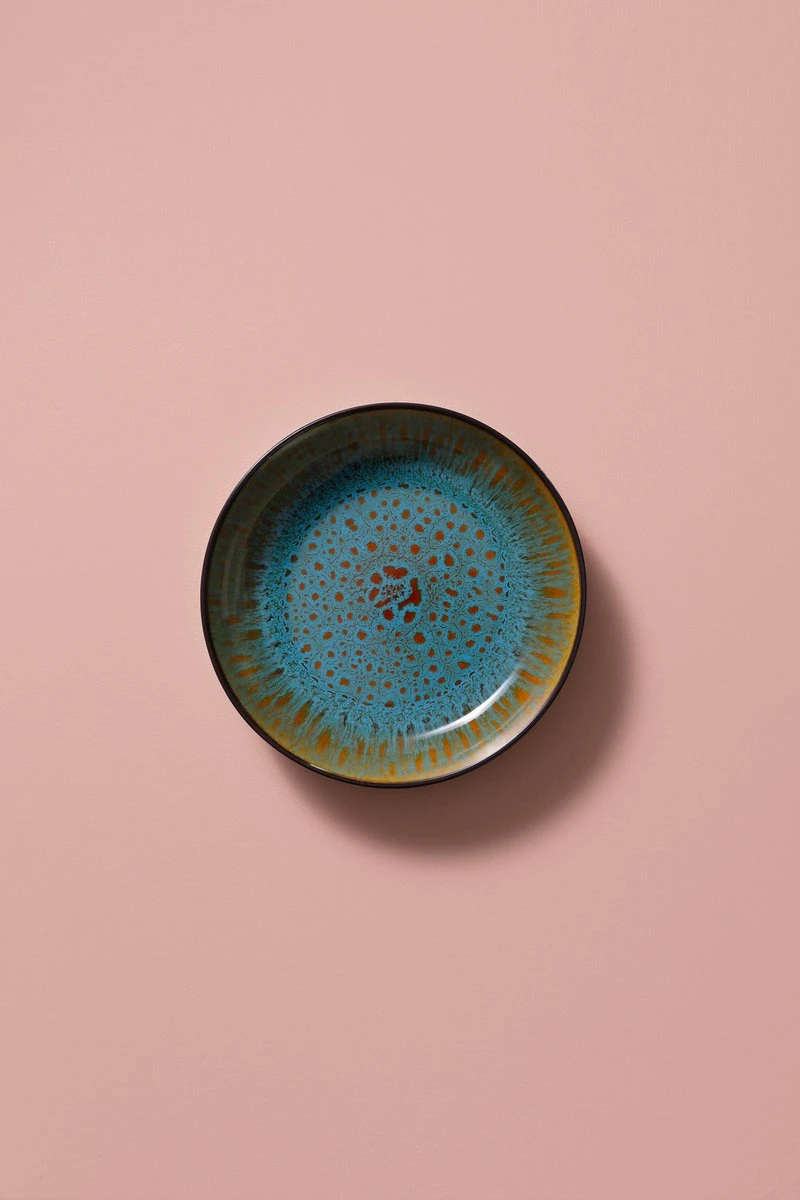 Palmer Bord Diep Lotus 21 Cm Zwart Turquoise Stoneware 2 Stuk(s) 4 Palmer Bord Diep Lotus 21 Cm Zwart Turquoise Stoneware 2 Stuk(s) - Afbeelding 4
