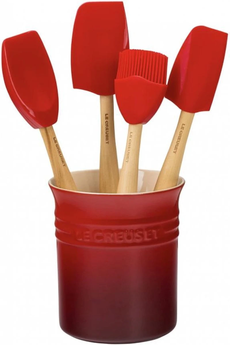 Le Creuset Lepelpot Kersenrood Met 4 Siliconen Premium Spatels 2 Le Creuset Lepelpot Kersenrood Met 4 Siliconen Premium Spatels - Afbeelding 2