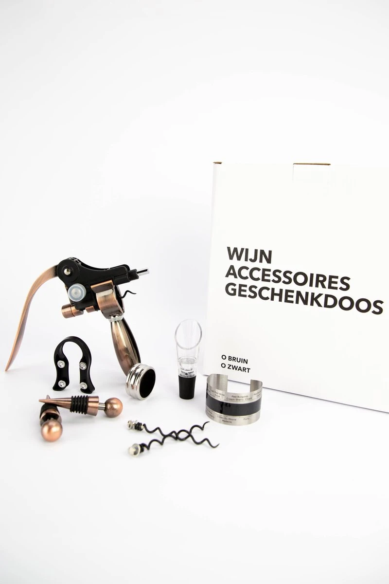 MD-Goods ® Kurkentrekker + Wijn Accessoires Giftbox – Wijnopener Set – Flesopener – Schenktuit – Corkscrew – Cadeautip – Leder – Zwart 2 MD-Goods ® Kurkentrekker + Wijn Accessoires Giftbox – Wijnopener Set – Flesopener – Schenktuit – Corkscrew – Cadeautip – Leder – Zwart - Afbeelding 2