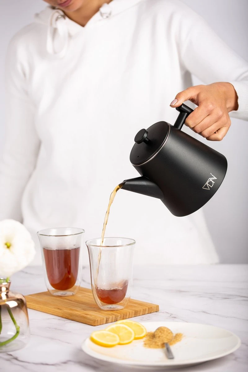 VDN RVS Theepot Dubbelwandig Met Filter - Zwarte Theekan 1 Liter - 902 9 VDN RVS Theepot Dubbelwandig Met Filter - Zwarte Theekan 1 Liter - 902 - Afbeelding 9