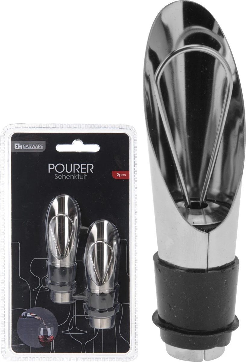 Merkloos 2x Wijnfles Schenktuit Met RVS Dop - Schenkdop/afsluitdop - Schenktuiten/schenkdoppen 3 Merkloos 2x Wijnfles Schenktuit Met RVS Dop - Schenkdop/afsluitdop - Schenktuiten/schenkdoppen - Afbeelding 3