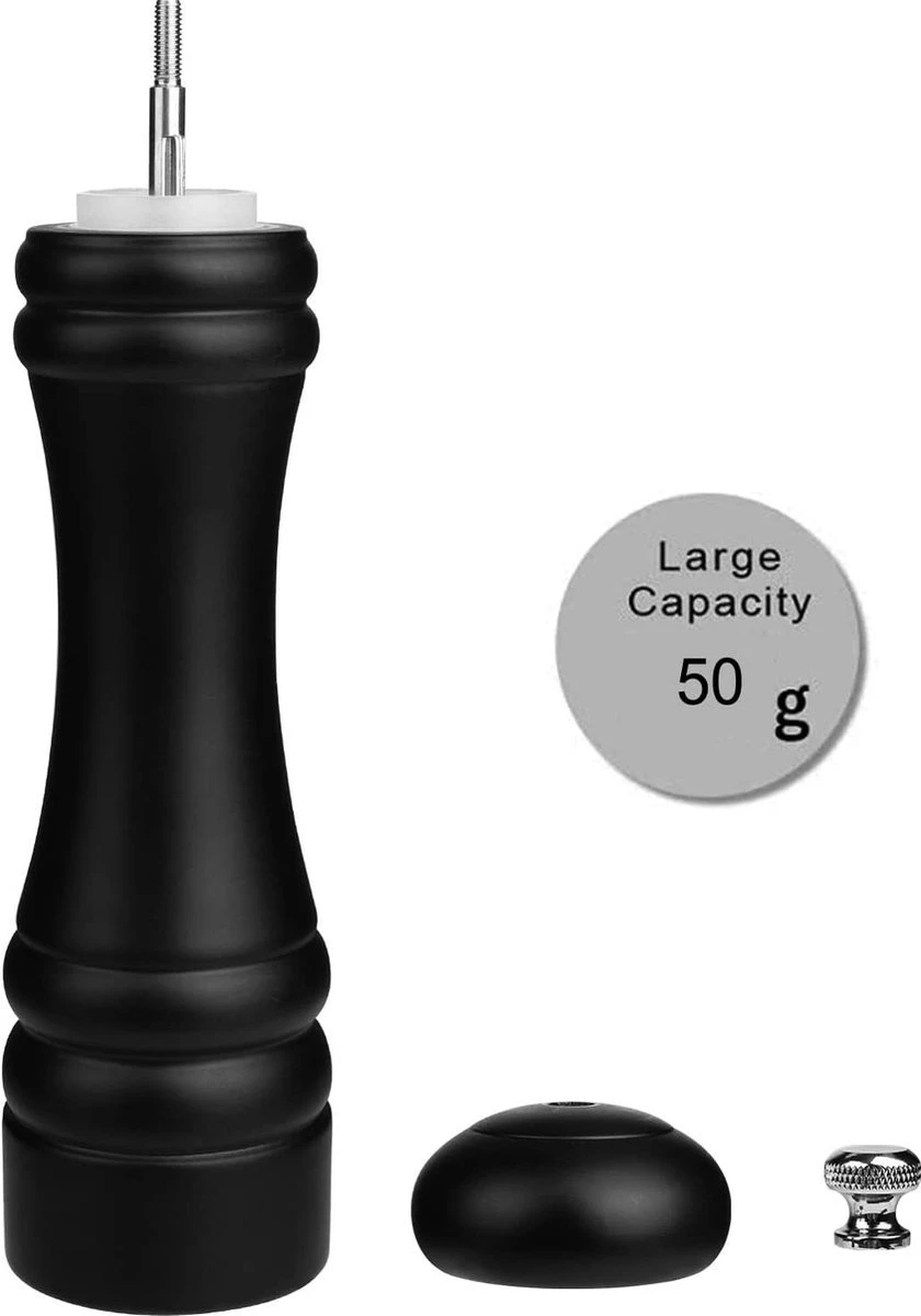 Shasim Volledige Set Zout En Pepermolen - 2 Stuks - Zwart 6 Shasim Volledige Set Zout En Pepermolen - 2 Stuks - Zwart - Afbeelding 6