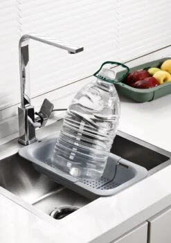 Waterval Gootsteenzeef Uitschuifbaar Vergiet Keuken – Wassen Groente En Fruit – Afgieten Pasta Hulpmiddel - Donkergrijs -Kookgerei Koning Verkoop 844x1200