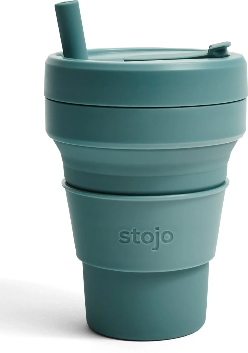 Stojo - Biggie Cup - 470 Ml - Herbruikbaar - Opvouwbaar - Groen 7 Stojo - Biggie Cup - 470 Ml - Herbruikbaar - Opvouwbaar - Groen - Afbeelding 7