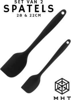 Spatel - Sillicone - 2 Stuks - Zwart - Groot En Klein - 28 En 22cm - Kunststof - Siliconen 11 Spatel - Sillicone - 2 Stuks - Zwart - Groot En Klein - 28 En 22cm - Kunststof - Siliconen -Kookgerei Koning Verkoop 851x1200 1