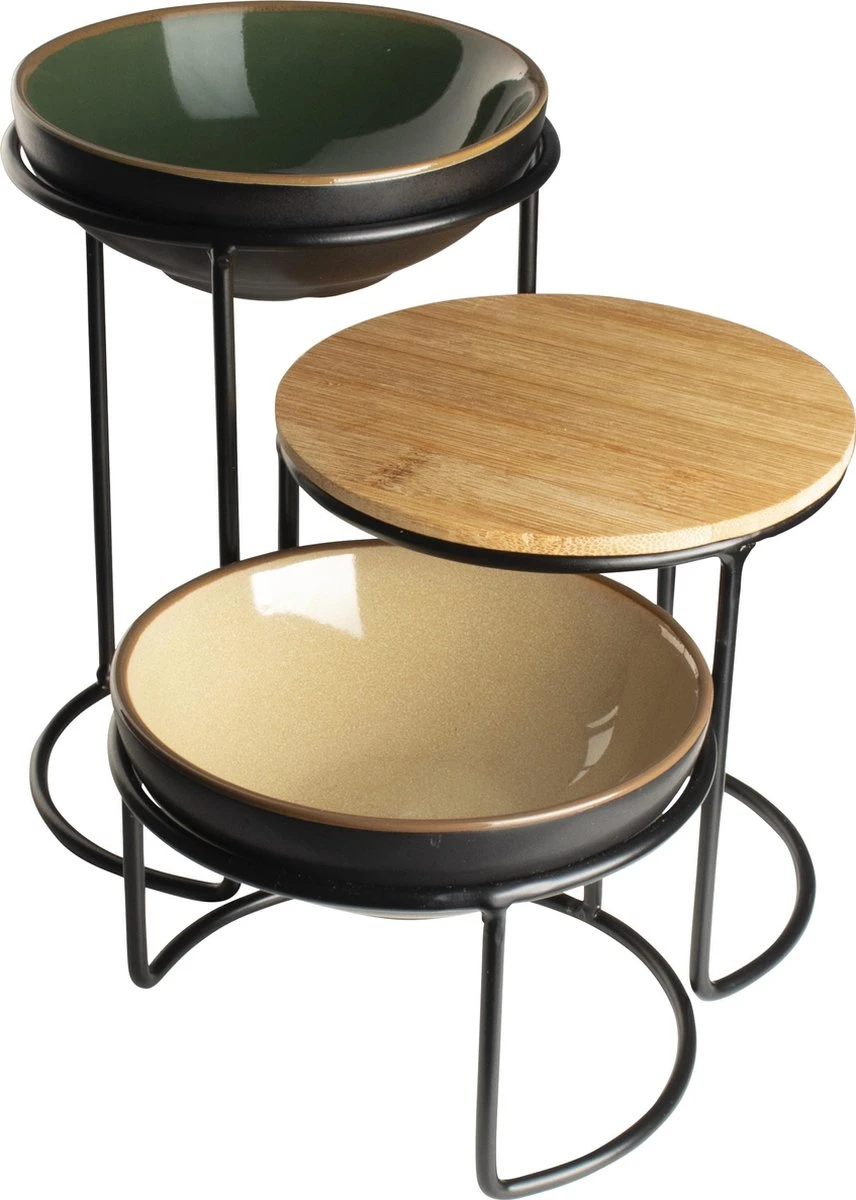 Gusta - Serveerset - Etagere - Serveertoren - 15,5x14,5x21cm 1 Gusta - Serveerset - Etagere - Serveertoren - 15,5x14,5x21cm