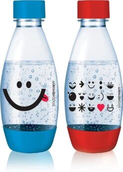 SodaStream Herbruikbare Flessen - Emoji Print - 0.5 Liter - Rood En Blauw 2 Stuks