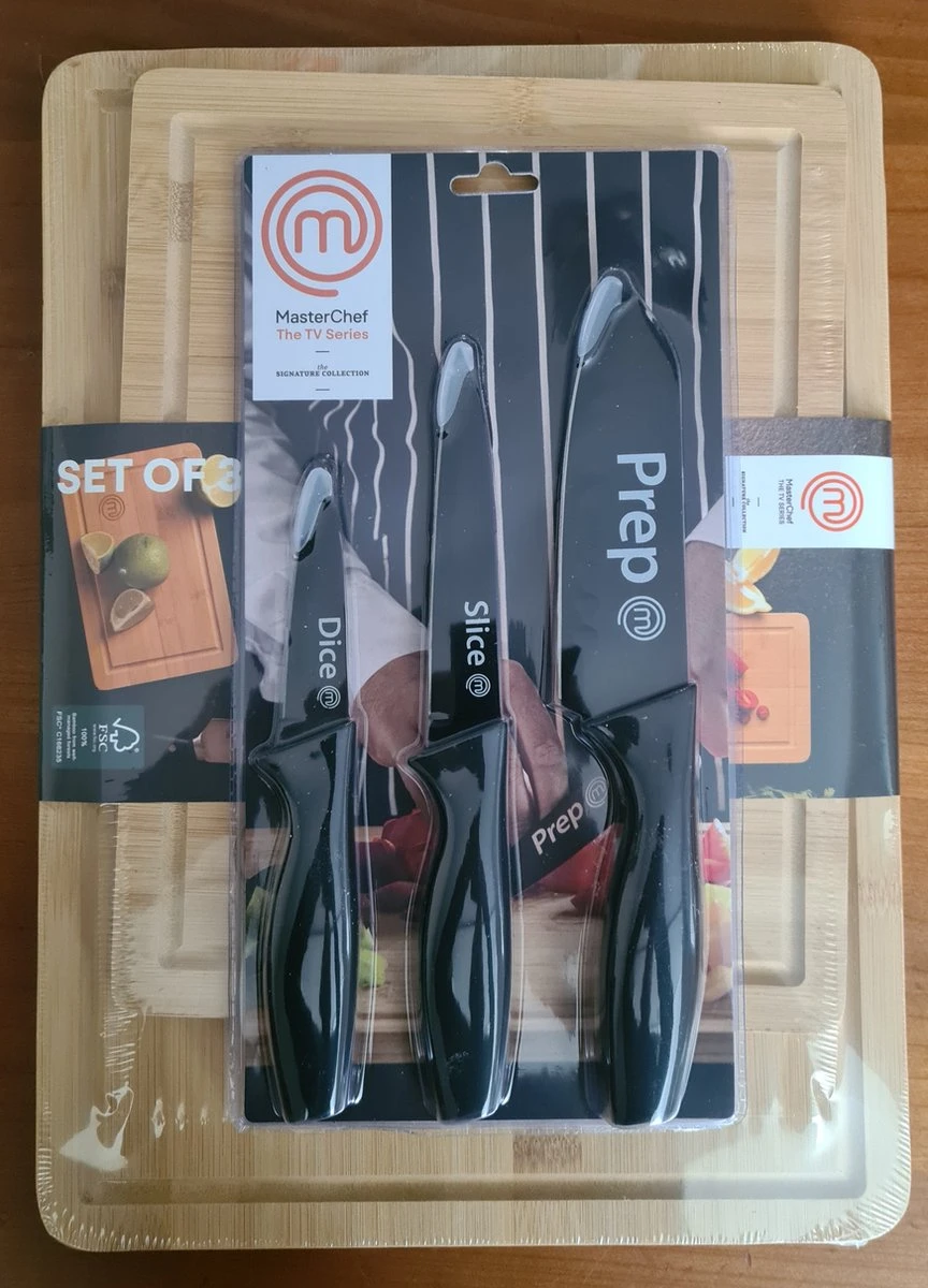 MasterChef Snijplanken 3 Stuks + MasterChef Keramische Messenset 3-delig 1 MasterChef Snijplanken 3 Stuks + MasterChef Keramische Messenset 3-delig