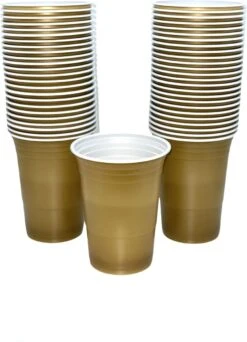 Merkloos Gold Cups - 50stuk(s) - 475ml - Party Cups - Drankspel - Beerpong Bekers - Beerpong - Plastic Bekers
