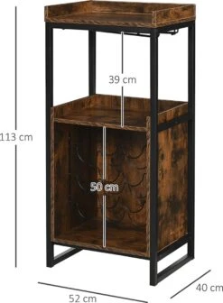 IN.HOMEXL Boxwel - Wijnkast - Wijnrek Metaal - Hout - Industrieel Kast - Voor 9 Flessen - 113 X 52 X 40 Cm Hout - Bruin/ Zwart -Kookgerei Koning Verkoop 882x1200 4