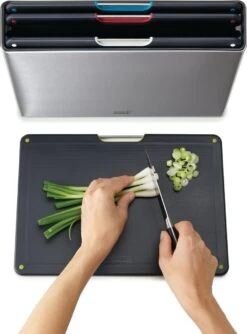 Joseph Joseph JosephJoseph - Folio - Steel - Snijplank - In Houder - Groot - Set Van 5 Stuks - Zilver -Kookgerei Koning Verkoop 888x1200 1