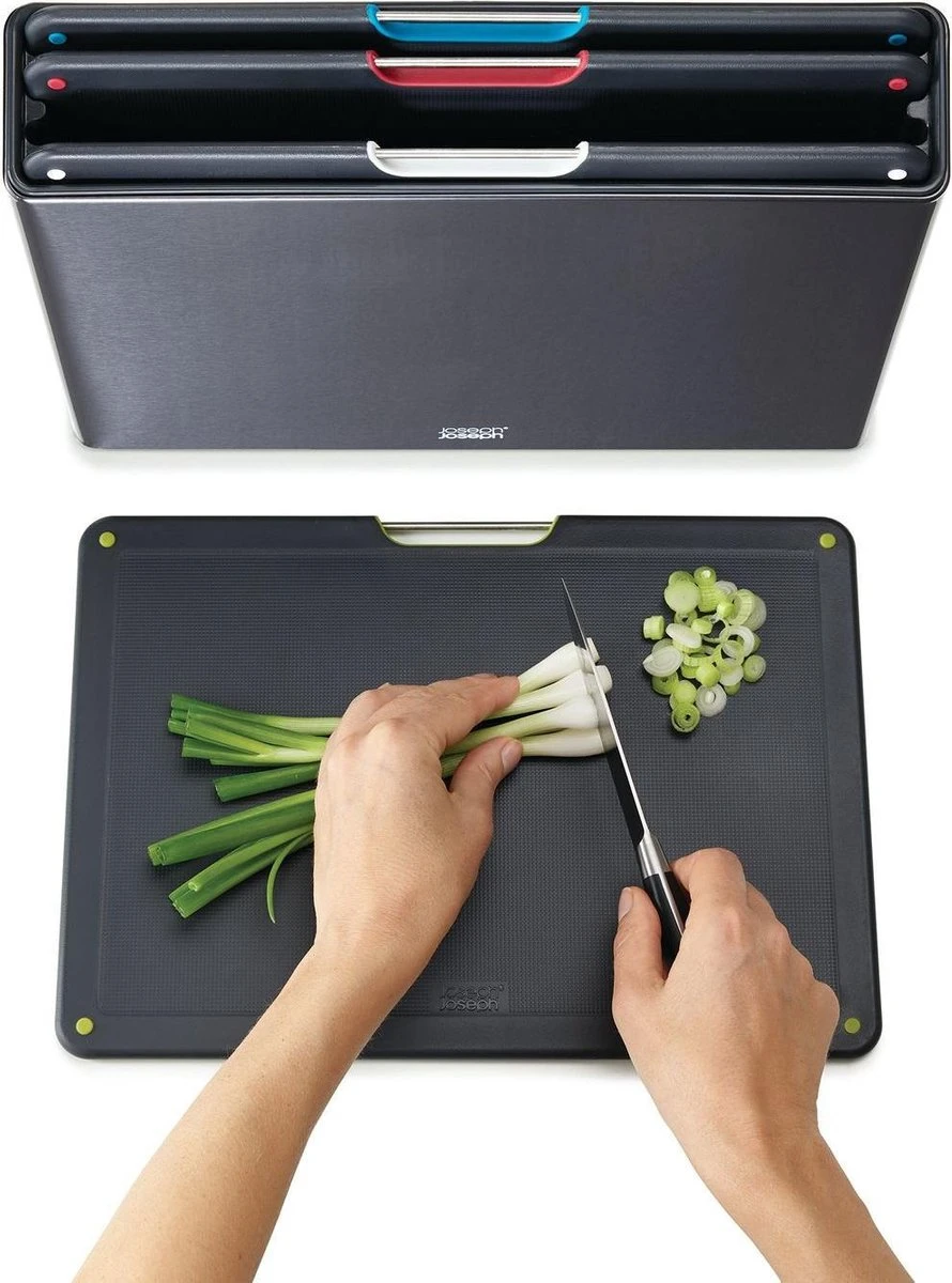 Joseph Joseph JosephJoseph - Folio - Steel - Snijplank - In Houder - Groot - Set Van 5 Stuks - Zwart 11 Joseph Joseph JosephJoseph - Folio - Steel - Snijplank - In Houder - Groot - Set Van 5 Stuks - Zwart - Afbeelding 11