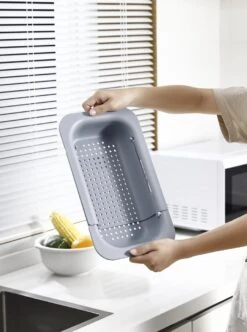 Waterval Gootsteenzeef Uitschuifbaar Vergiet Keuken – Wassen Groente En Fruit – Afgieten Pasta Hulpmiddel - Donkergrijs -Kookgerei Koning Verkoop 892x1200 6