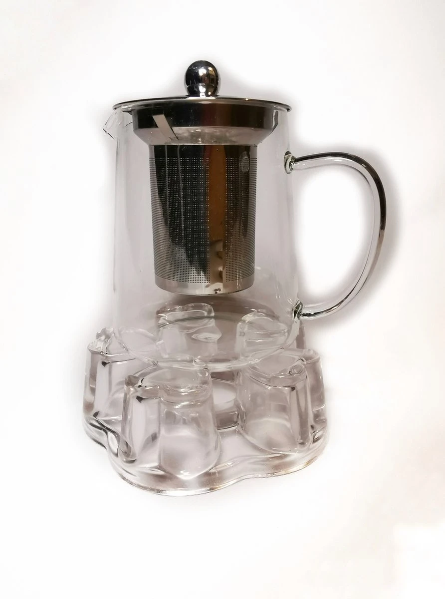 Glazen Theepot Met RVS Theefilter / Theezeef Inclusief Warmhouder ( Rechaud ) - Theelichthouder - Koffie Thee Coffee Tea Maker Luxe 6 Glazen Theepot Met RVS Theefilter / Theezeef Inclusief Warmhouder ( Rechaud ) - Theelichthouder - Koffie Thee Coffee Tea Maker Luxe - Afbeelding 6