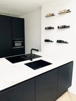 Wijnfleshouder 3 Flesssen | Wijnrek Muur | Wijnrek | Wijn Accessoires | Zwart | Staal