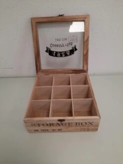 Merkloos Houten Theekist - 9-vaks Theedoos -Kookgerei Koning Verkoop 900x1200 120
