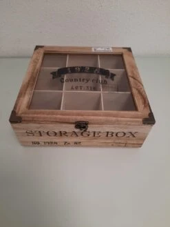 Merkloos Houten Theekist - 9-vaks Theedoos -Kookgerei Koning Verkoop 900x1200 121