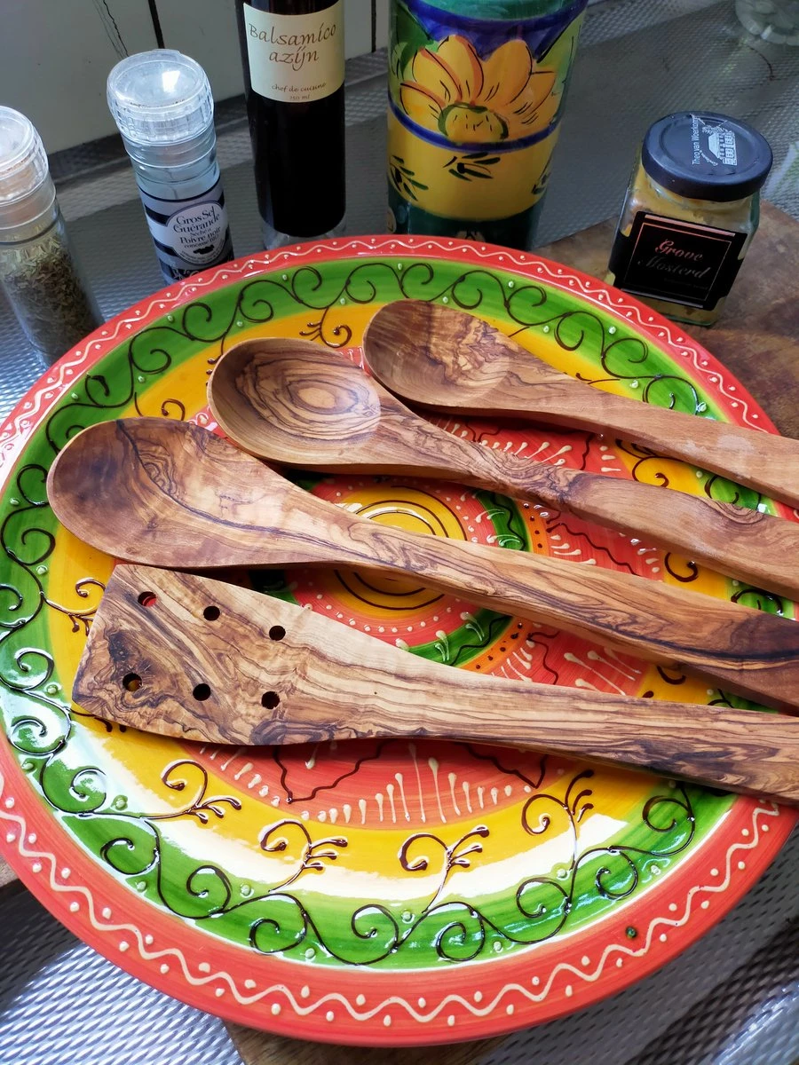 Set Van 3 Olijfhouten Kooklepels En Spatel, Handwerk, Krasbestendig, Duurzaam - Houten Lepels Pollepels Spatels Voor Keuken 5 Set Van 3 Olijfhouten Kooklepels En Spatel, Handwerk, Krasbestendig, Duurzaam - Houten Lepels Pollepels Spatels Voor Keuken - Afbeelding 5