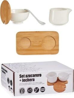 Suiker En Melk Serveren Setje Van Keramiek Met Bamboe 19 Cm -Kookgerei Koning Verkoop 908x1200