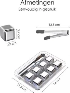 IGOODS Whiskey Stones Set (8 Stuks) Incl. Tang - Whisky Stenen - RVS - Herbruikbare Ijsblokjes - Icecubes Met Tang 8 Stuks -Kookgerei Koning Verkoop 913x1200 6