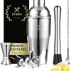 Sybra Cocktail Shaker Set - 6 Delig - Cocktail Shaker 750ML - Cocktail Boek - Roestvrijstaal - Geschenkverpakking - Opbergzakje