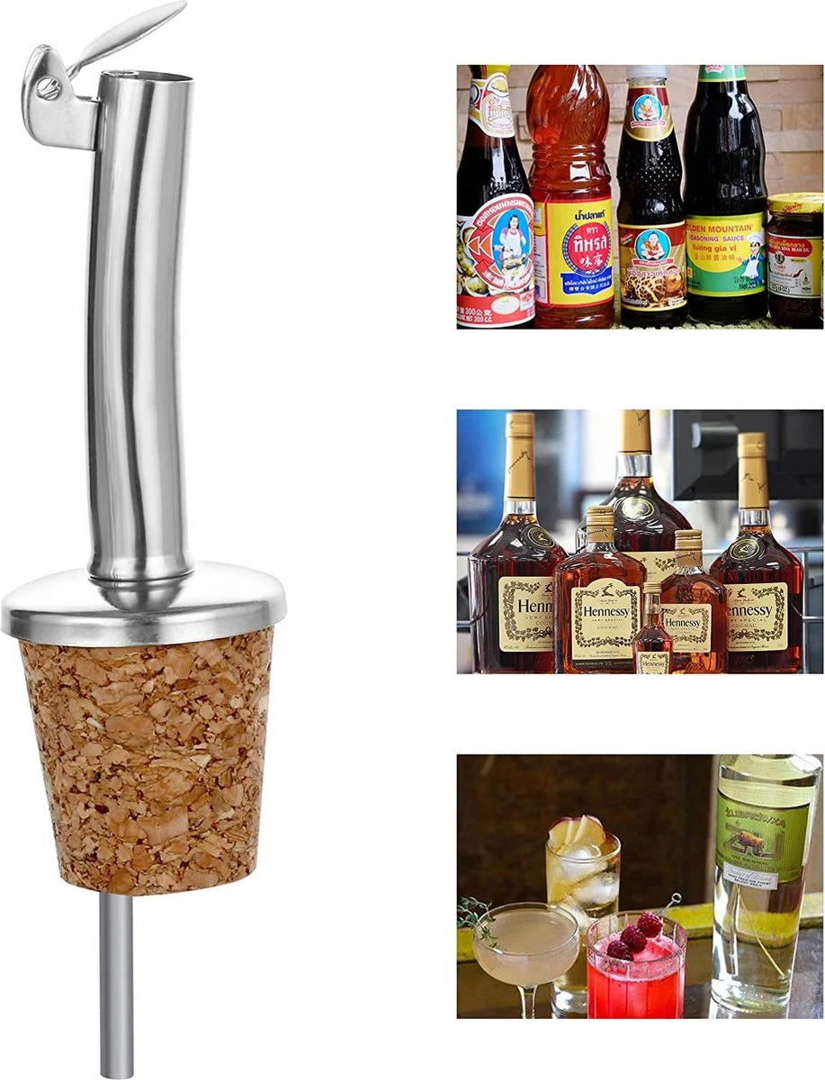 Yakelos 3 Stuks Schenkkurk Schenktuit Met Klepje - Hoogwaardige Kwaliteit - Eenvoudig Doseren 2 Yakelos 3 Stuks Schenkkurk Schenktuit Met Klepje - Hoogwaardige Kwaliteit - Eenvoudig Doseren - Afbeelding 2