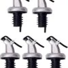 Luxe Schenktuit Set - Schenkdop Dispenser Voor Wijn/Azijn/Olijfolie/Sterke Drank/Likeur/Siroop/Cocktail/Olie - Wijnschenker - RVS Fles Dop Schenker Schenktuitje Maatschenker Trechter - Universeel - Lekvrij - Rubberen Afsluitring - Set Van 5 Stuks