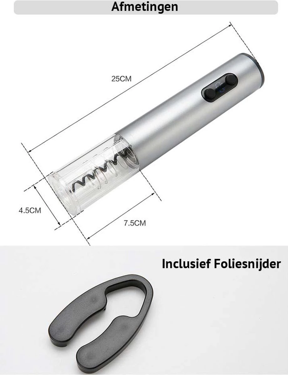 Elektrische Kurkentrekker Oplaadbaar - Elektrische Wijnopener - Automatische Kurkentrekker - Wijn Accessoires 4 Elektrische Kurkentrekker Oplaadbaar - Elektrische Wijnopener - Automatische Kurkentrekker - Wijn Accessoires - Afbeelding 4