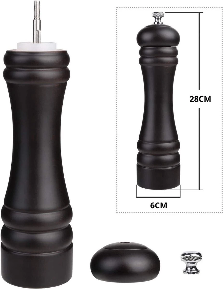 Shasim Volledige Set Zout En Pepermolen - 2 Stuks - Zwart 7 Shasim Volledige Set Zout En Pepermolen - 2 Stuks - Zwart - Afbeelding 7