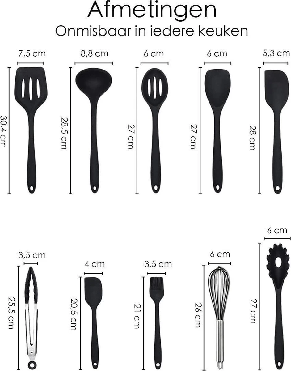 Merkloos Keukengerei Set - 10-delig - Anti-aanbak - Kookgerei Set - BBQ Accessoires - Grijs 2 Merkloos Keukengerei Set - 10-delig - Anti-aanbak - Kookgerei Set - BBQ Accessoires - Grijs - Afbeelding 2