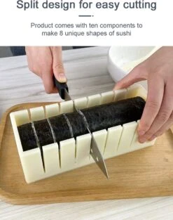 Surpass-Sushi Roll Making Kit Complete-Sushi Maker Set Voor Beginners-10 Stuks Plastic Sushi Set Tool-Sushi Rice Roll Mold-Perfect Home Cooking Kitchen Tool-Beige-19.6cm*7cm*6.3cm -Kookgerei Koning Verkoop 948x1200 4