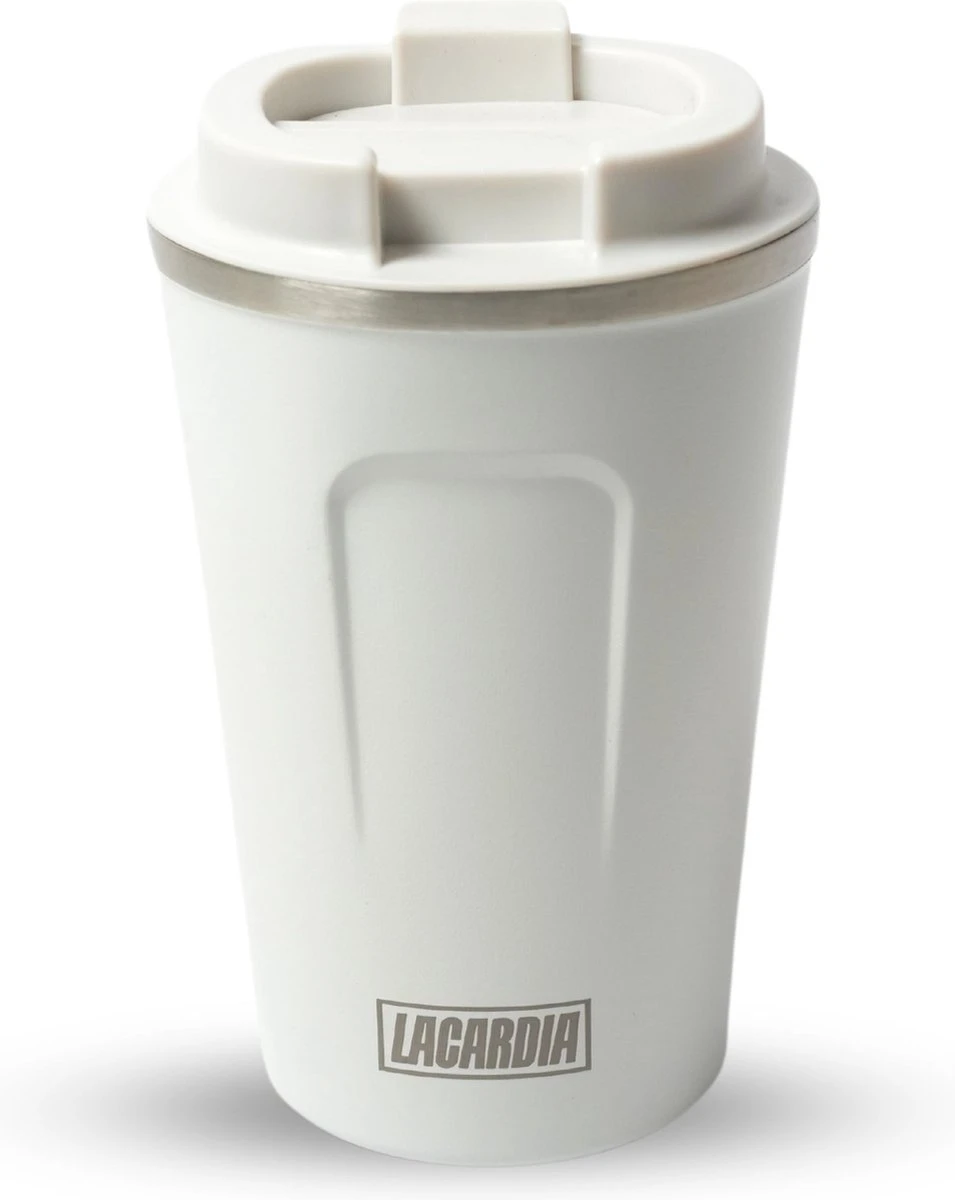 LaCardia Koffiebeker To Go Premium Wit – Thermosbeker – Theebeker – 380ML – Herbruikbaar 1 LaCardia Koffiebeker To Go Premium Wit – Thermosbeker – Theebeker – 380ML – Herbruikbaar