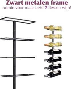 Cosas - Hangend Zwart Metalen Wijnrek Voor Aan De Muur - Premium Kwaliteit Om 7 Flessen Wijn Stijlvol Op Te Hangen - Complete Set Inclusief Bevestigingsmateriaal En Afwerkmateriaal - Wijnrek Muur - Wijnrek Metaal - Wijnrek - Wijnrek Zwart - Hangend -Kookgerei Koning Verkoop 959x1200 12