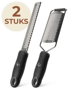 Drengr Keuken Rasp - Zester Set Van Hoge Kwaliteit - RVS Kaasrasp Met Beschermkap - Set - Zwart