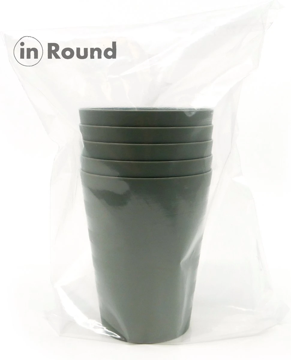 In Round Herbruikbare Plastic Drink Bekers – 10 Stuks – Grijs 2 In Round Herbruikbare Plastic Drink Bekers – 10 Stuks – Grijs - Afbeelding 2
