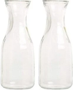 Merkloos 2x Glazen Water/sap/wijn Karaffen Van 0,5 Liter - Karaf Glas Voor Op Tafel/keuken Artikelen