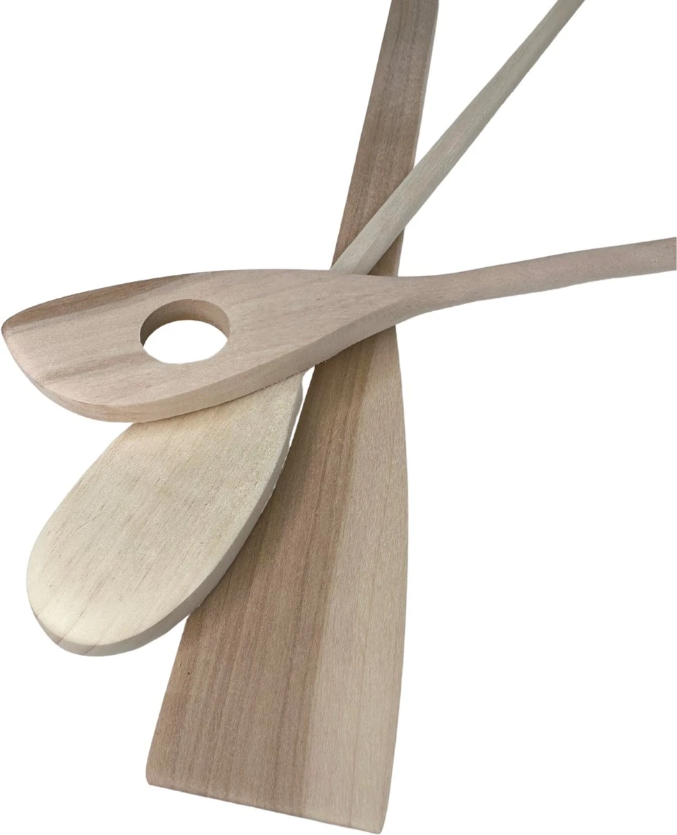 3BMT Spatels Set Van 3 - Pollepel Hout 4 3BMT Spatels Set Van 3 - Pollepel Hout - Afbeelding 4