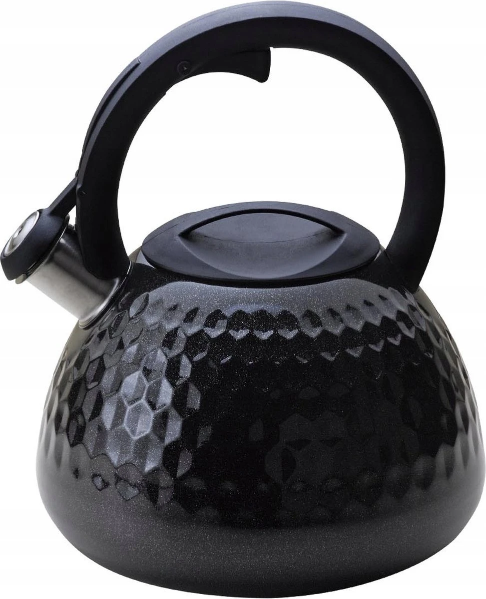 Meyerhoff Fluitketel RVS Metallic Zwart 2.7 Liter - Geschikt Voor Alle Warmtebronnen Ook Inductie - Ruitpatroon - Uniek Design - Koel Blijvend Handvat 1 Meyerhoff Fluitketel RVS Metallic Zwart 2.7 Liter - Geschikt Voor Alle Warmtebronnen Ook Inductie - Ruitpatroon - Uniek Design - Koel Blijvend Handvat