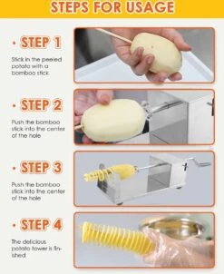 Uten - Spiraalsnijder Aardappel - Groente Slicer - Fruit Slicer - Frietsnijders - Voor Fruit, Aardappelen, Tornado Chips, Komkommers Of Wortels(RVS) 13 Uten - Spiraalsnijder Aardappel - Groente Slicer - Fruit Slicer - Frietsnijders - Voor Fruit, Aardappelen, Tornado Chips, Komkommers Of Wortels(RVS) -Kookgerei Koning Verkoop 980x1200