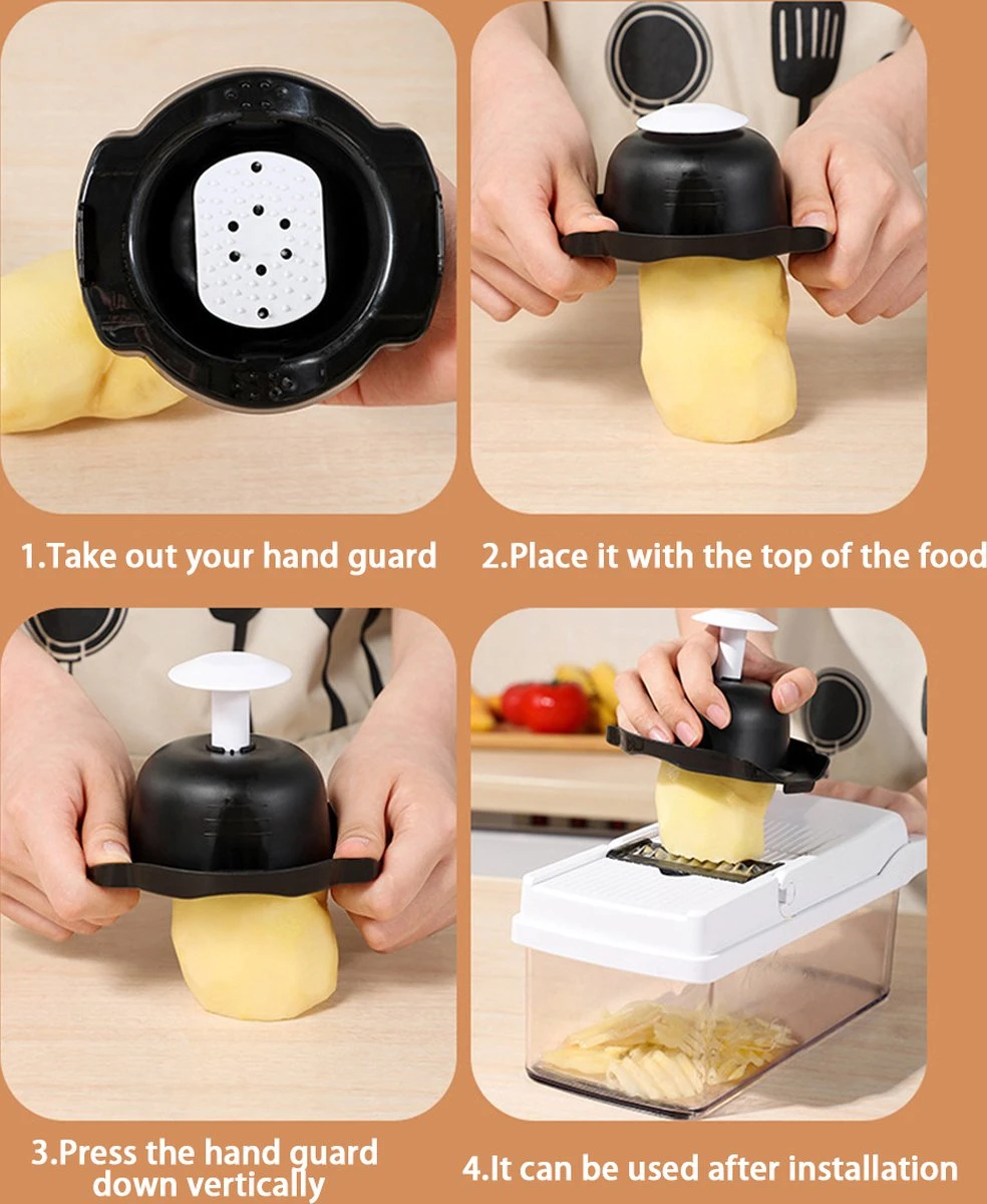 Groentesnijder - Mandoline - Keukenhulp - Stevig Materiaal - Raspen - Snijder - Dooierscheider - Alle Mogelijke Snij Opties - Vergiet - Grote Opvang Bak - Extra Uitgebreid - Handig Wisselsysteem 2 Groentesnijder - Mandoline - Keukenhulp - Stevig Materiaal - Raspen - Snijder - Dooierscheider - Alle Mogelijke Snij Opties - Vergiet - Grote Opvang Bak - Extra Uitgebreid - Handig Wisselsysteem - Afbeelding 2